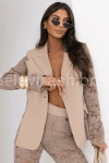 Marynarka żakiet Valentina z koronkowymi rękawami Lavestino beżowa 