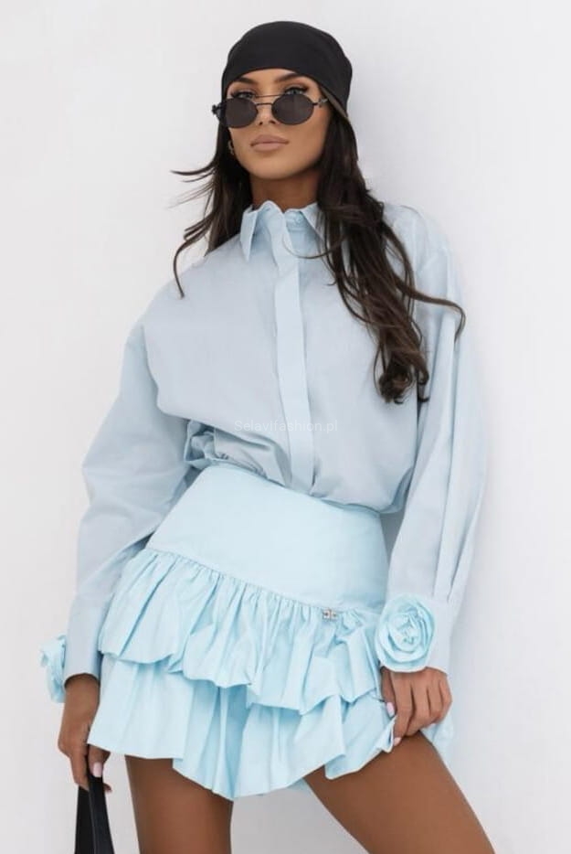 Koszula z różami Lavestino niebieska 