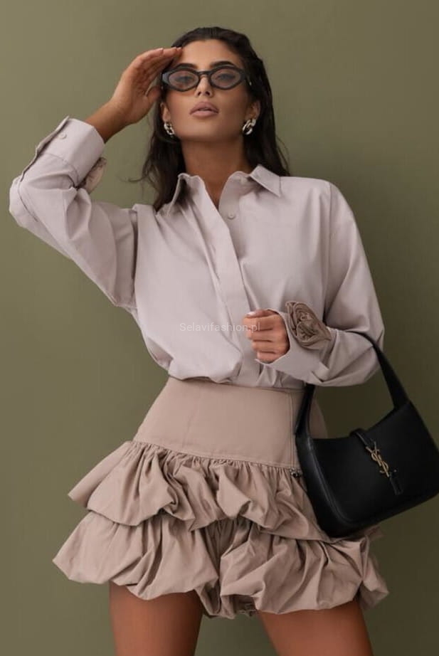 Koszula z różami Lavestino czarna beżowa