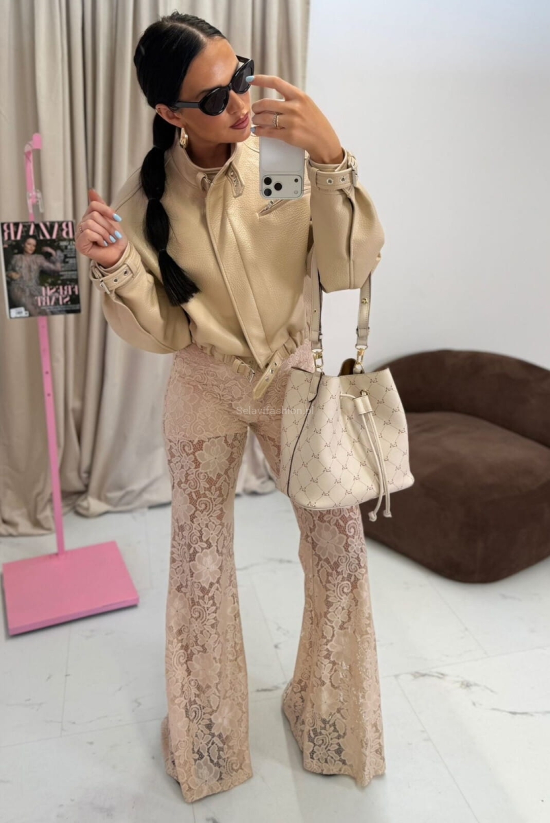 Koronkowe spodnie LaMilla beżowe