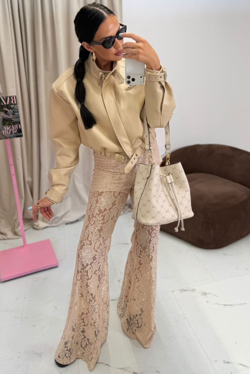 Koronkowe spodnie LaMilla beżowe