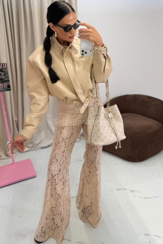 Koronkowe spodnie LaMilla beżowe