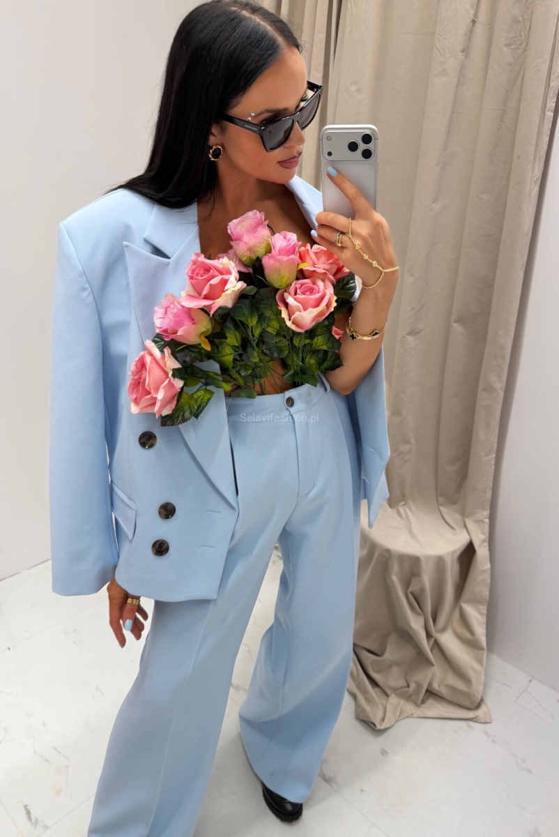 Szerokie spodnie z prostą nogawką w kant LaMilla niebieski