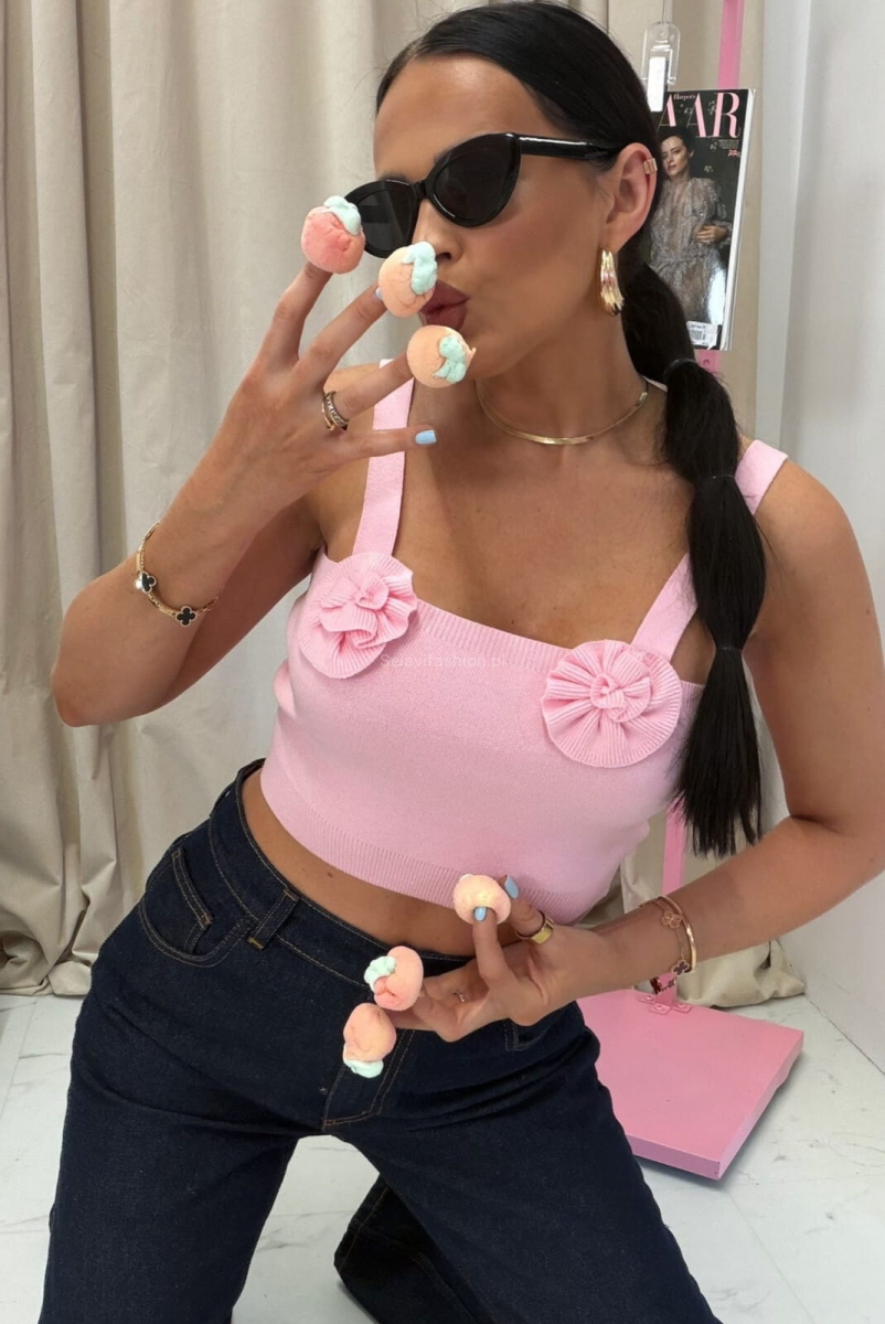 Top bluzka z kwiatuszkami LaMilla różowy