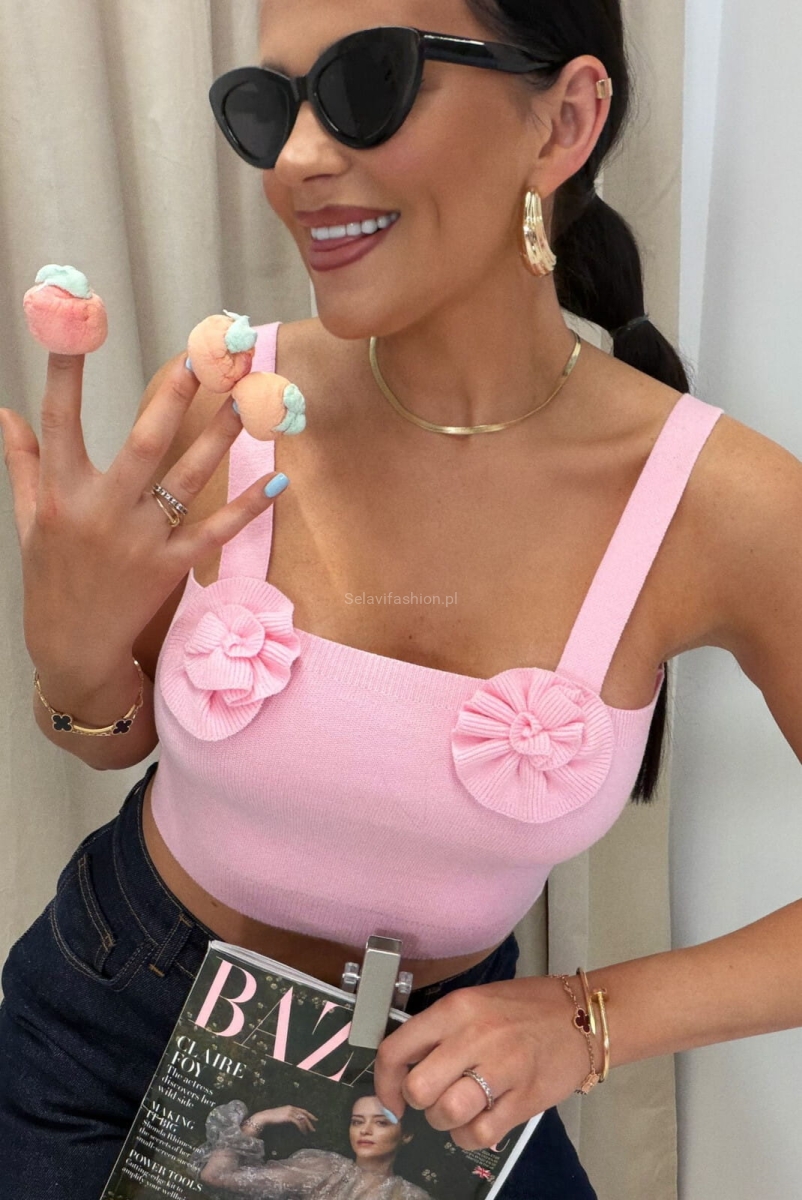 Top bluzka z kwiatuszkami LaMilla różowy