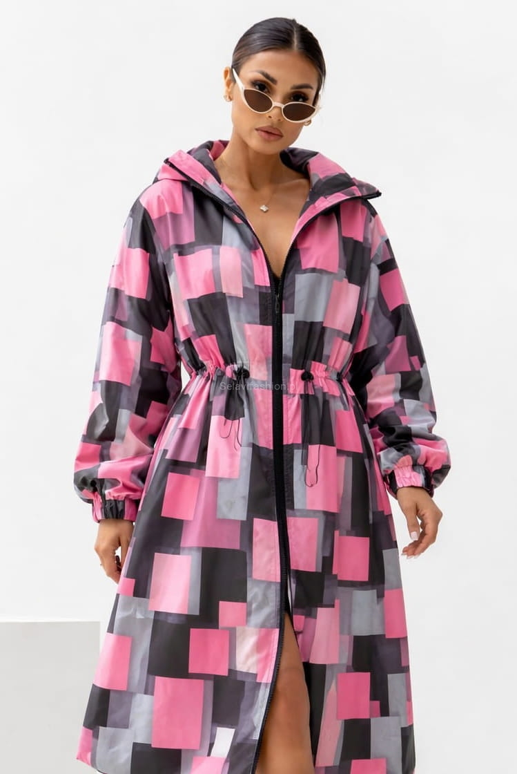 Kurtka płaszcz z kapturem Risk It All Miss City Official różowa