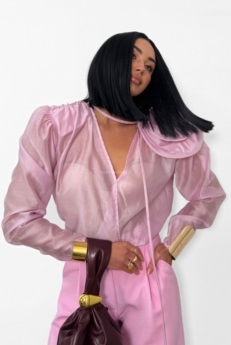 Bluzka koszulowa z różą La Milla różowa