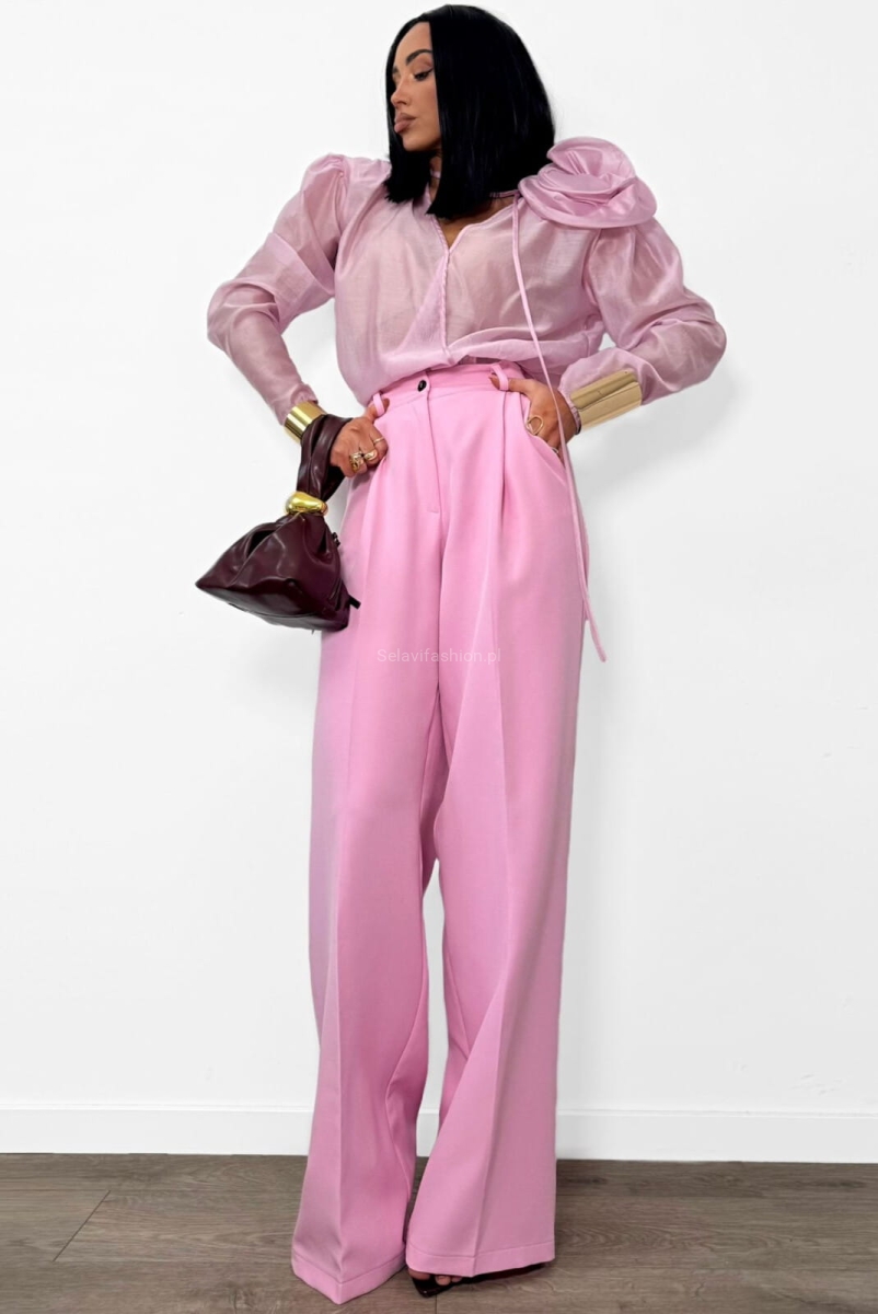 Bluzka koszulowa z różą La Milla różowa