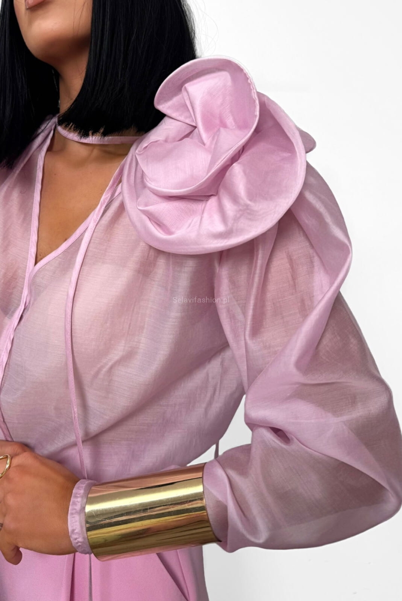 Bluzka koszulowa z różą La Milla różowa