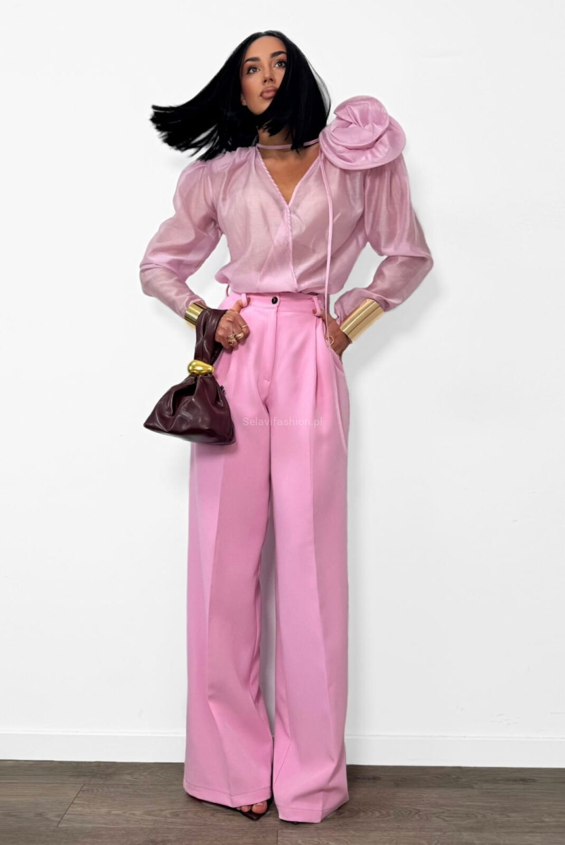 Bluzka koszulowa z różą La Milla różowa