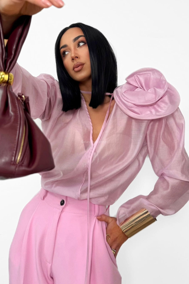 Bluzka koszulowa z różą La Milla różowa