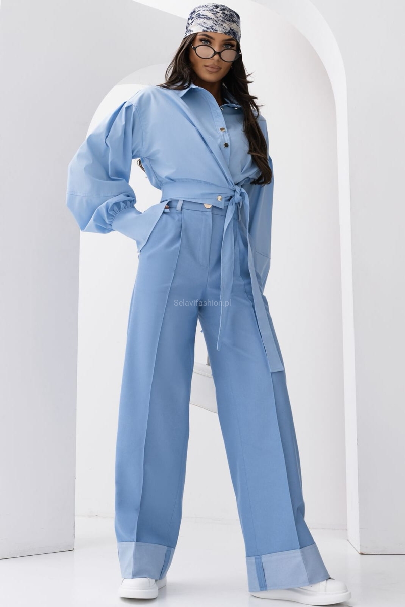 Koszula z wiązaniem Zimmer Lavestino niebieska