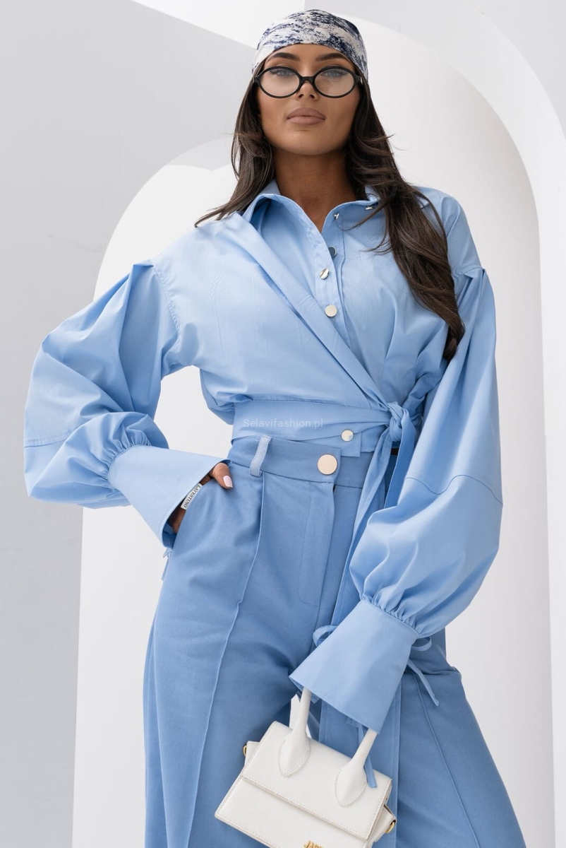 Koszula z wiązaniem Zimmer Lavestino niebieska 