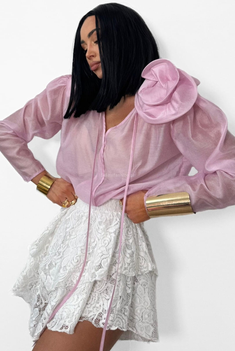 Bluzka koszulowa z różą La Milla różowa