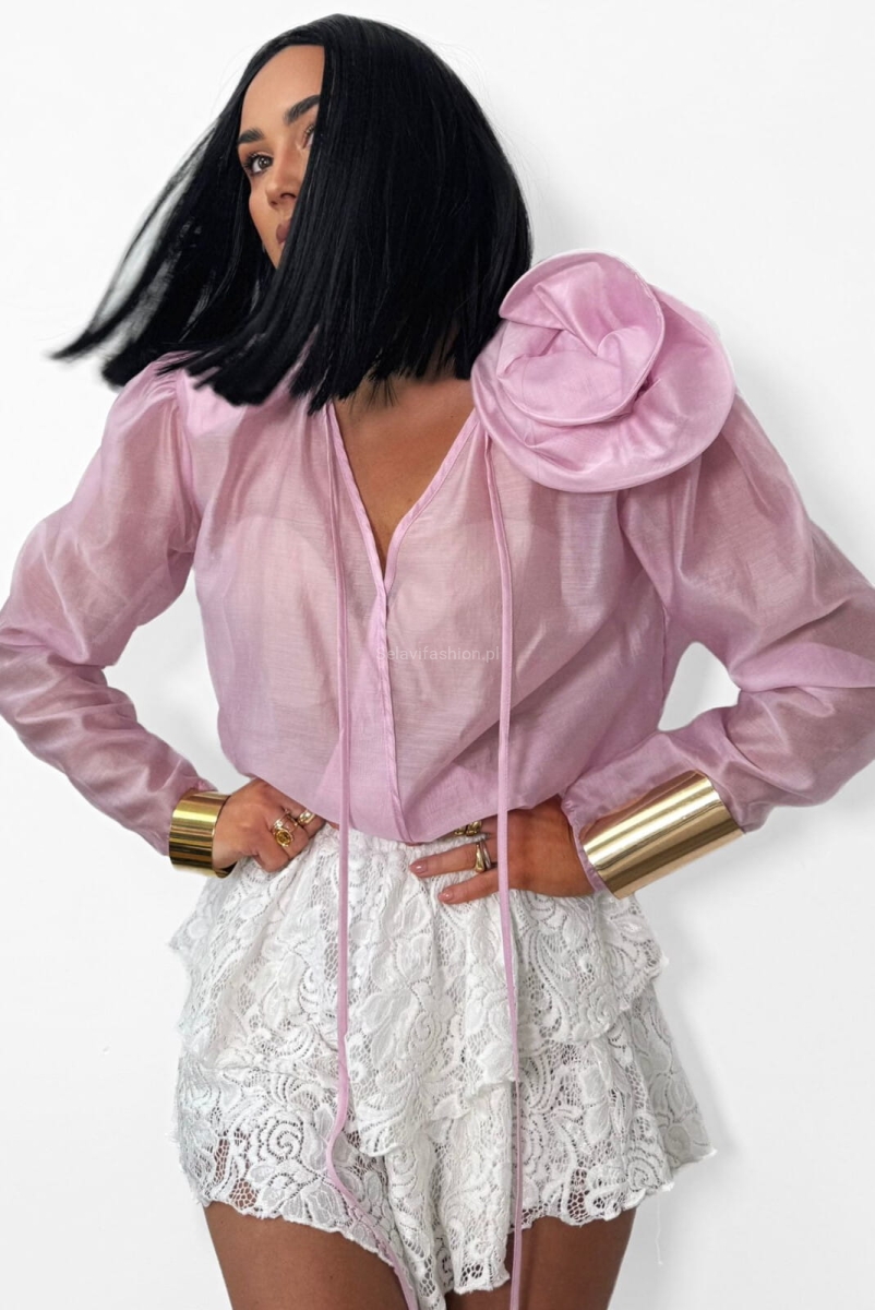 Bluzka koszulowa z różą La Milla różowa