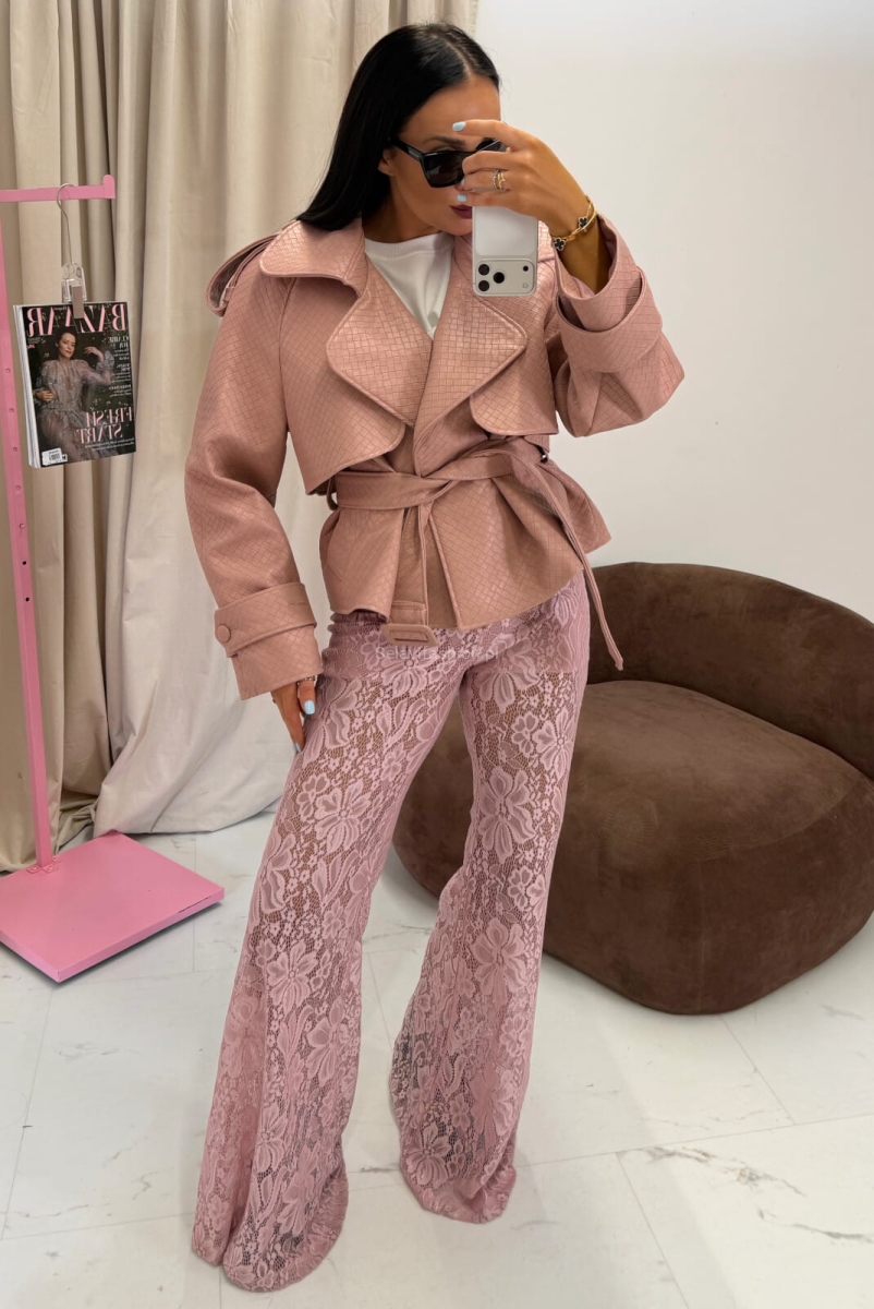 Koronkowe spodnie LaMilla różowe w Selavifashion.pl