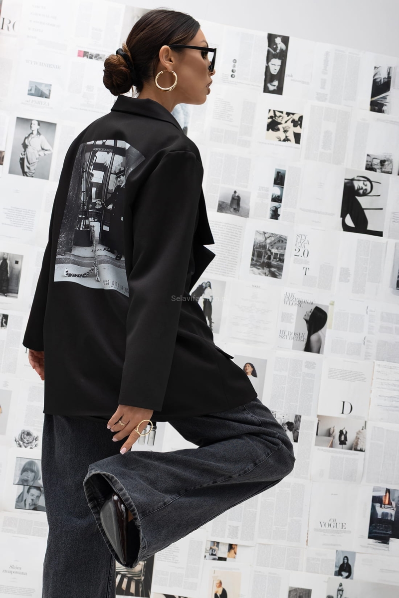 Marynarka z ozdobnym tyłem Urban Story Miss City Official czarna