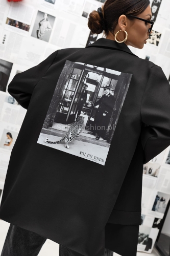 Marynarka z ozdobnym tyłem Urban Story Miss City Official czarna