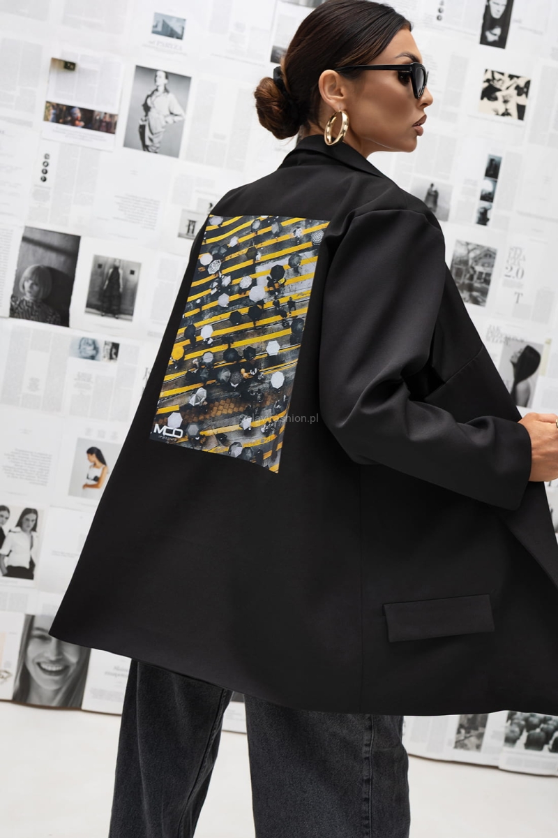 Marynarka z ozdobnym tyłem Umbrella Street Miss City Official czarna