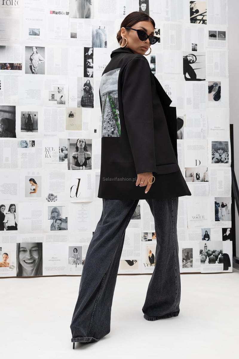 Marynarka z ozdobnym tyłem Green City Miss City Official czarna