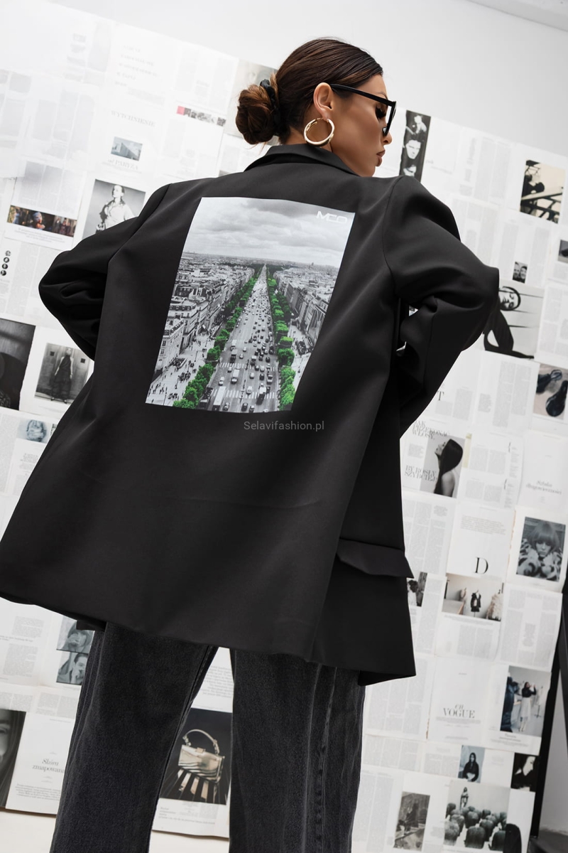 Marynarka z ozdobnym tyłem Green City Miss City Official czarna