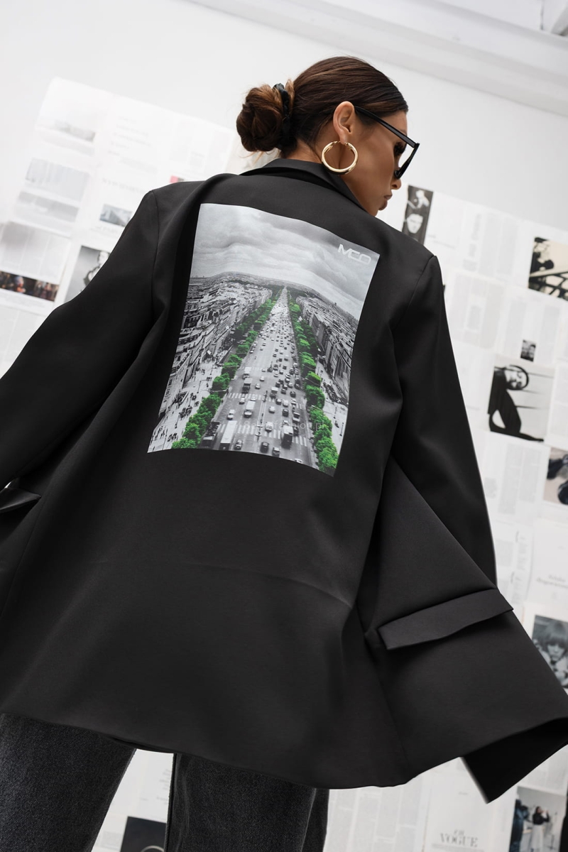 Marynarka z ozdobnym tyłem Green City Miss City Official czarna