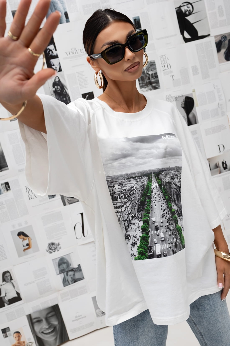 T-Shirt bluzka Green City Miss City Official biała