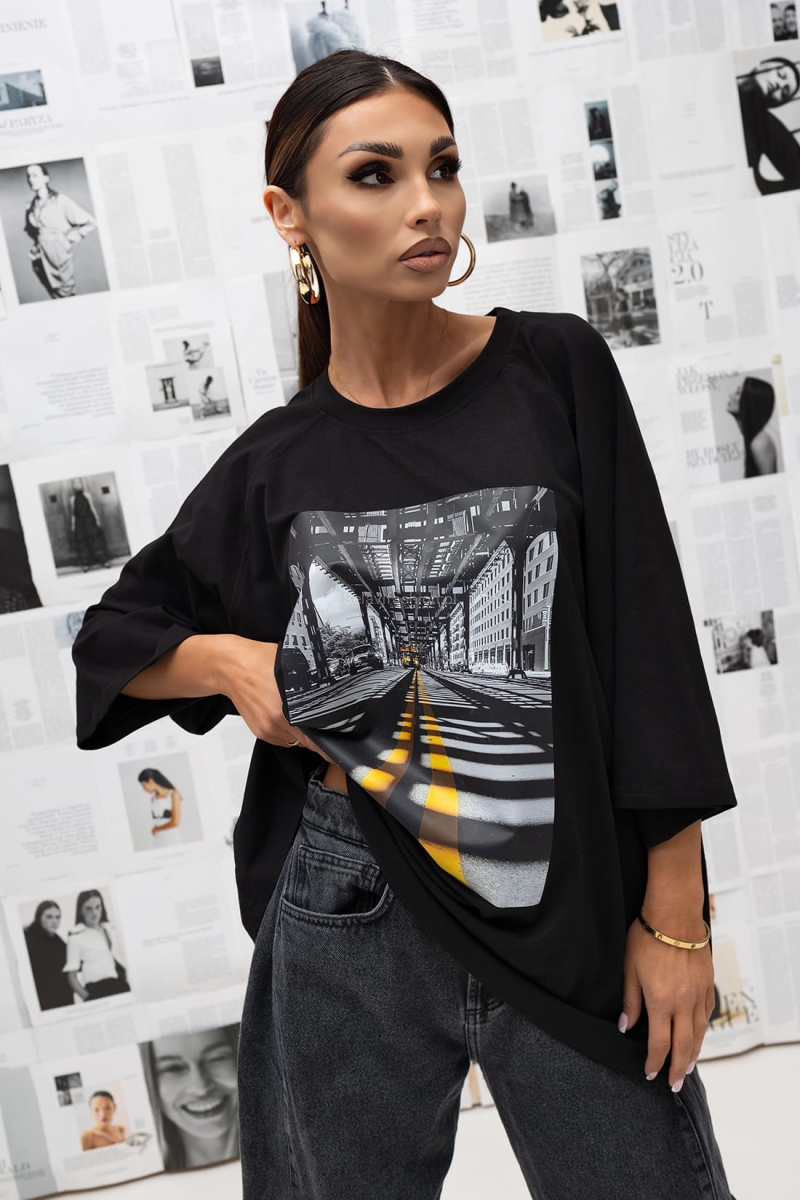 T-Shirt bluzka City Urban Frame Miss City Official czarna