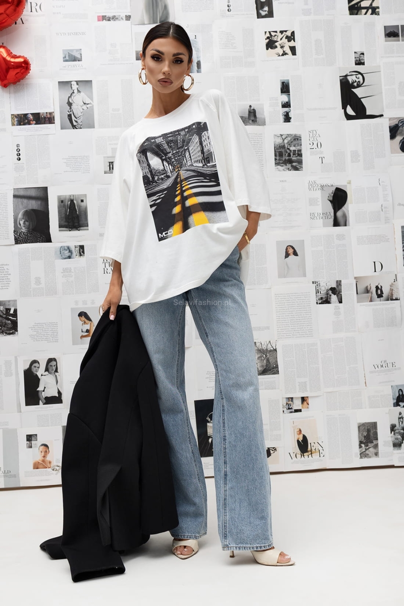 T-Shirt bluzka City Urban Frame Miss City Official biała