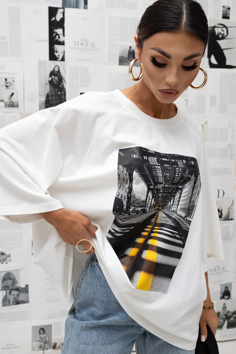 T-Shirt bluzka City Urban Frame Miss City Official biała