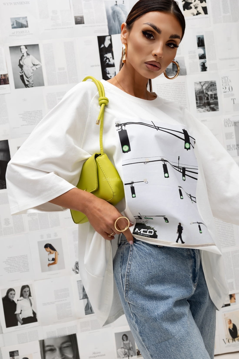 T-Shirt bluzka Crosswalk Signal Miss City Official czarna