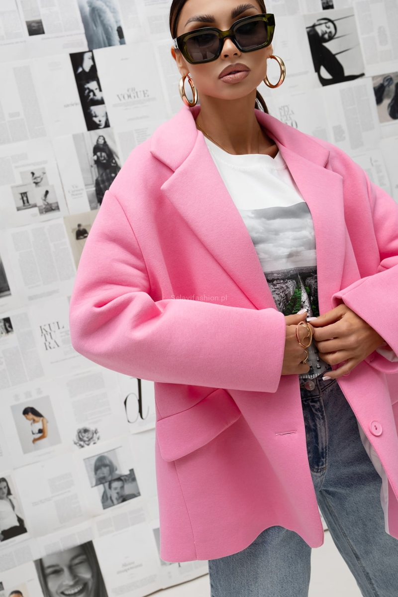 Klasyczna marynarka Clean Line Miss City Official różowy