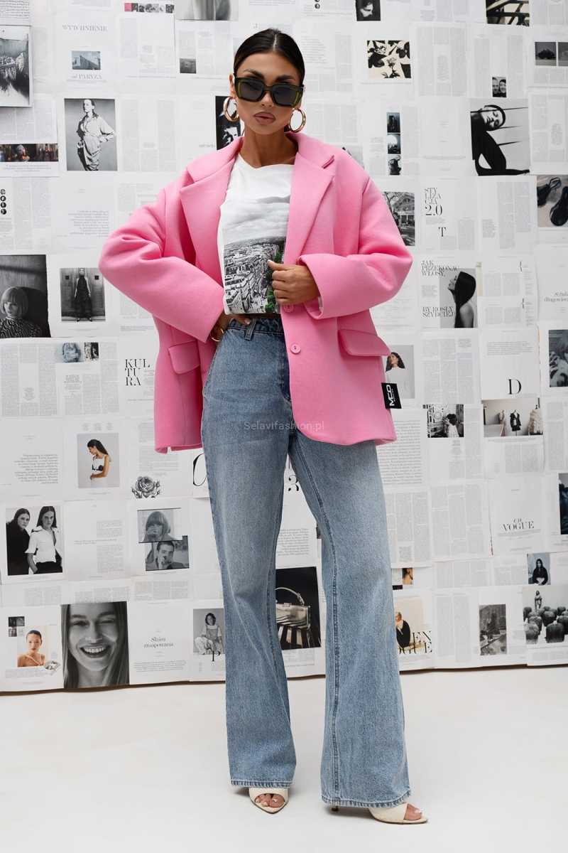 Klasyczna marynarka Clean Line Miss City Official różowy