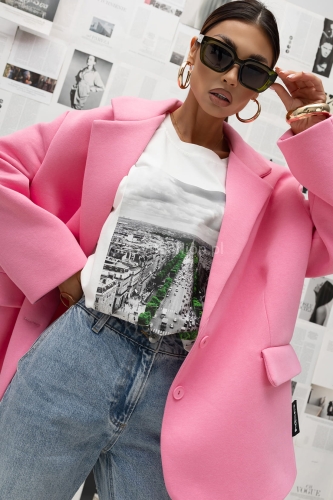 Klasyczna marynarka Clean Line Miss City Official różowy