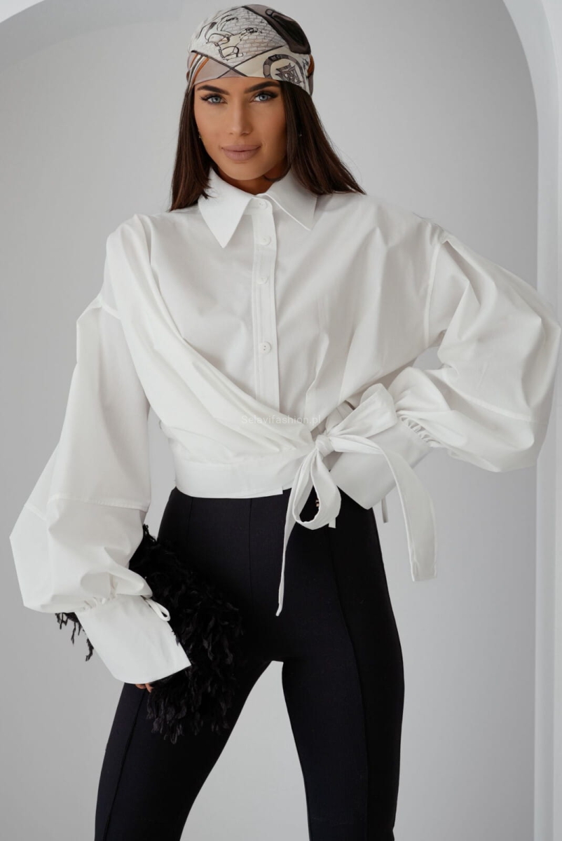 Koszula z wiązaniem Zimmer Lavestino biała 