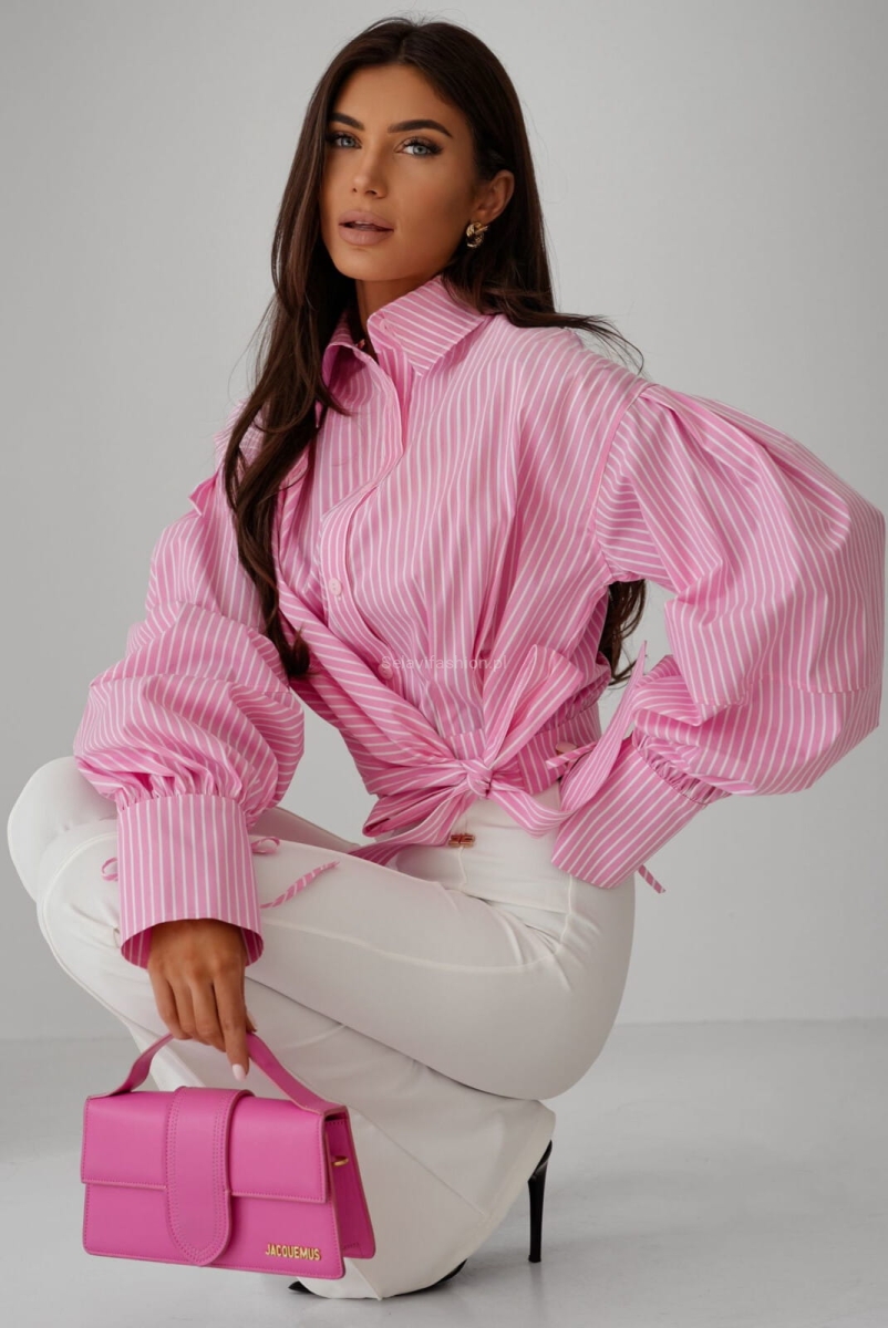 Koszula z wiązaniem w paski Zimmer Lavestino różowa