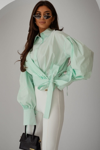 Koszula z wiązaniem w paski Zimmer Lavestino zielona