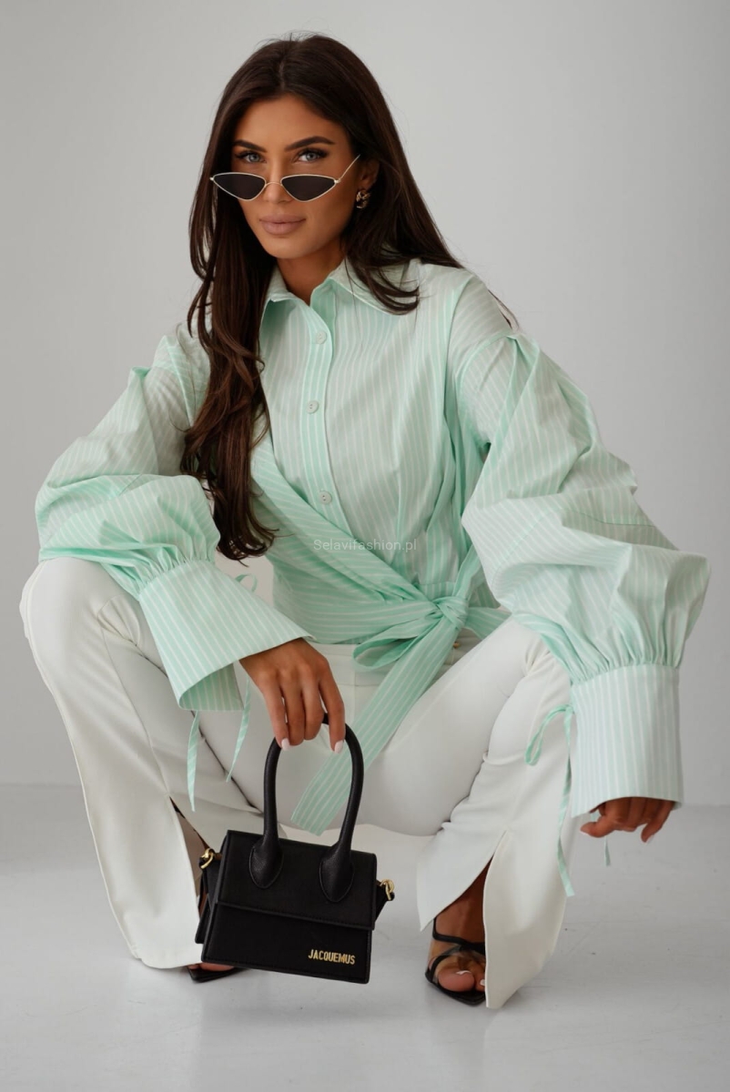 Koszula z wiązaniem w paski Zimmer Lavestino zielona