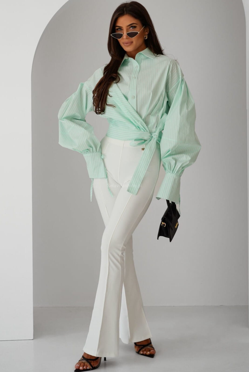 Koszula z wiązaniem w paski Zimmer Lavestino zielona