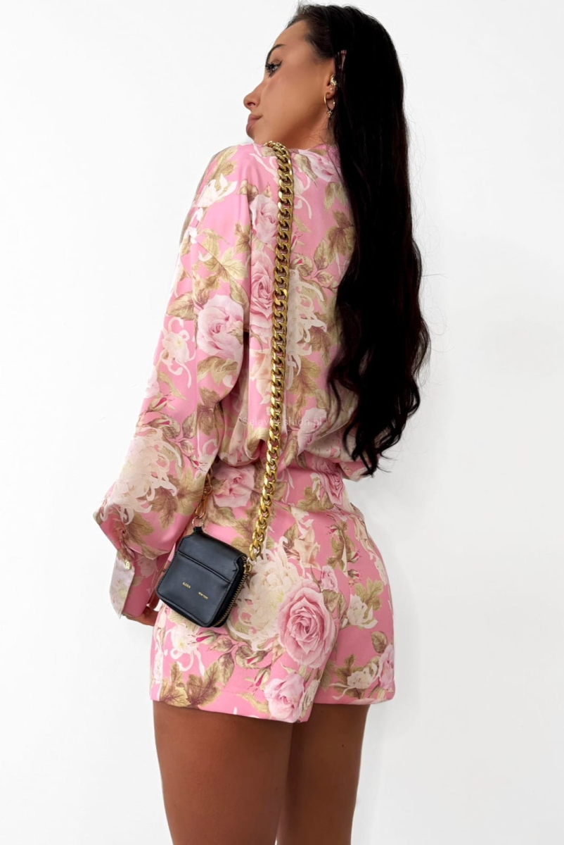 Spódniczko spodenki w pastelowe kwiaty La Milla jasno różowe