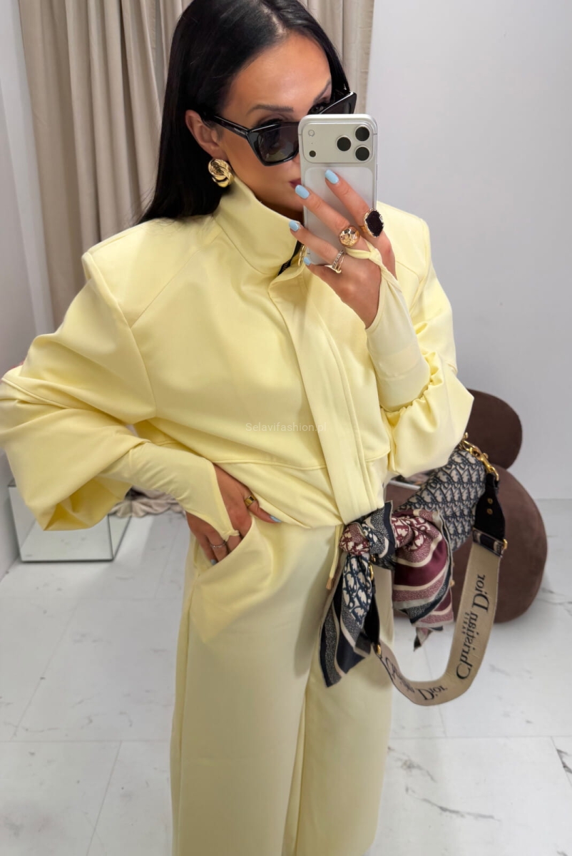 Komplet krótka bomberka i spodnie La Milla żółty