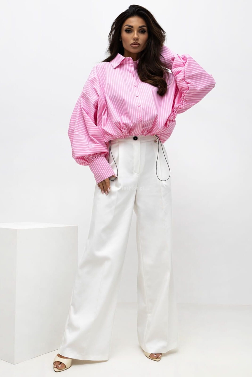 Koszula ze ściągaczem RICH w paski Lavestino różowa