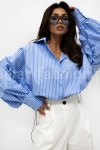 Koszula ze ściągaczem RICH w paski Lavestino niebieska