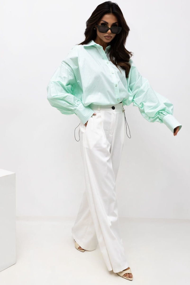 Koszula ze ściągaczem RICH w paski Lavestino zielona