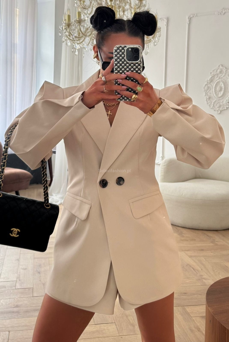 Elegancka marynarka New Wigilia La Milla jasno beżowa