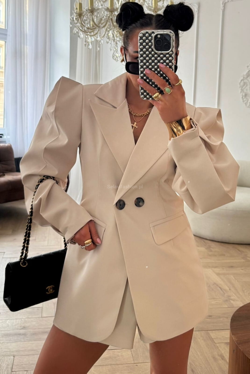 Elegancka marynarka New Wigilia La Milla jasno beżowa