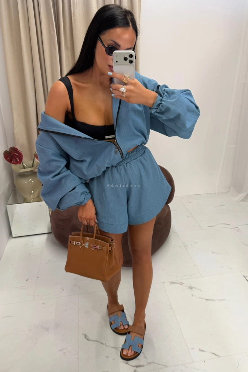 Komplet krótka bomberka i spodenki La Milla niebieski