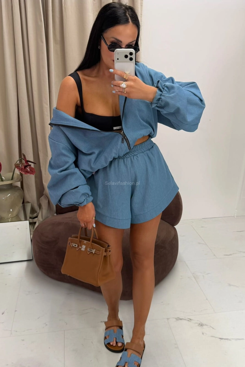 Komplet krótka bomberka i spodenki La Milla niebieski