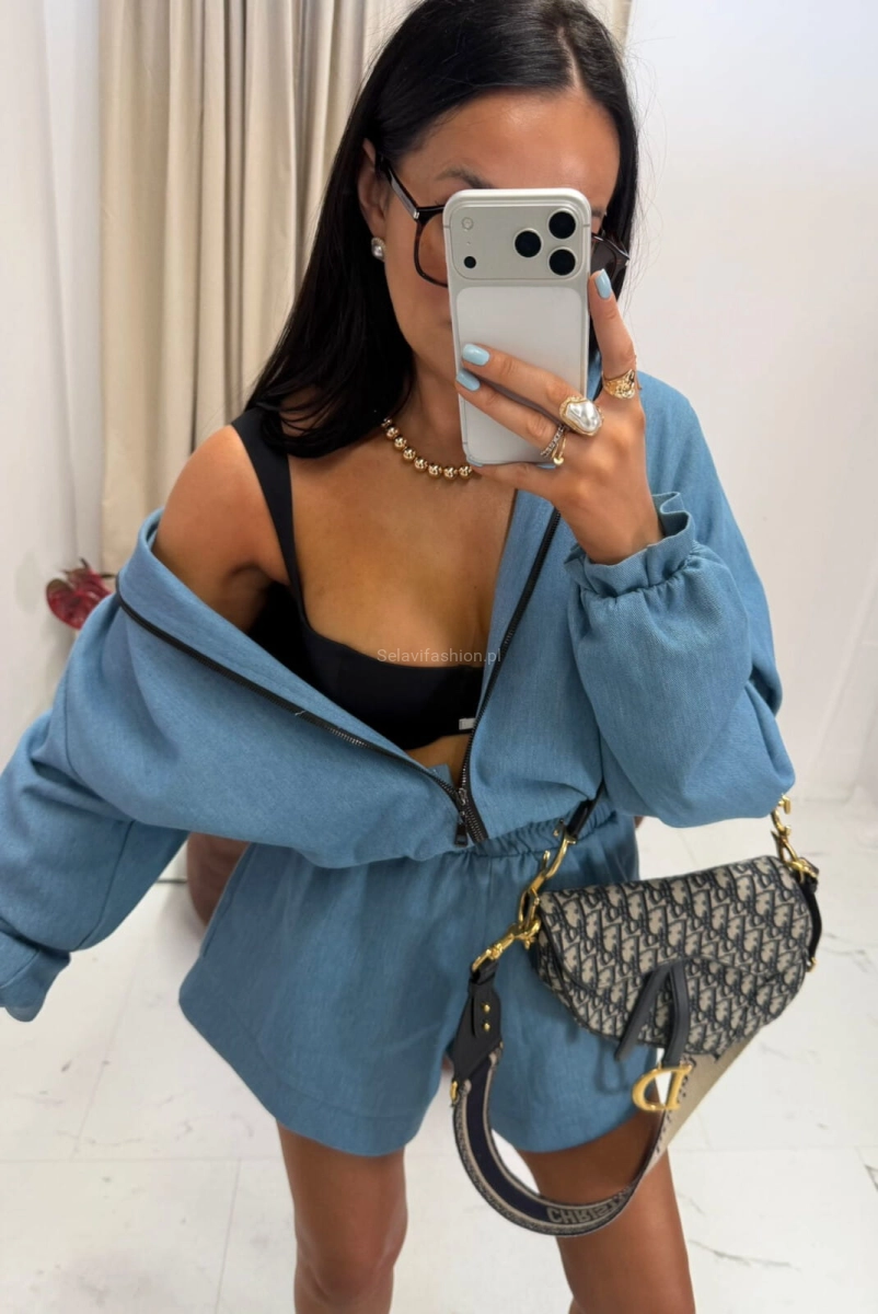 Komplet krótka bomberka i spodenki La Milla niebieski