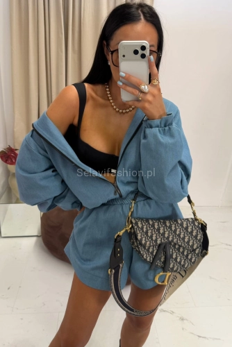 Komplet krótka bomberka i spodenki La Milla niebieski